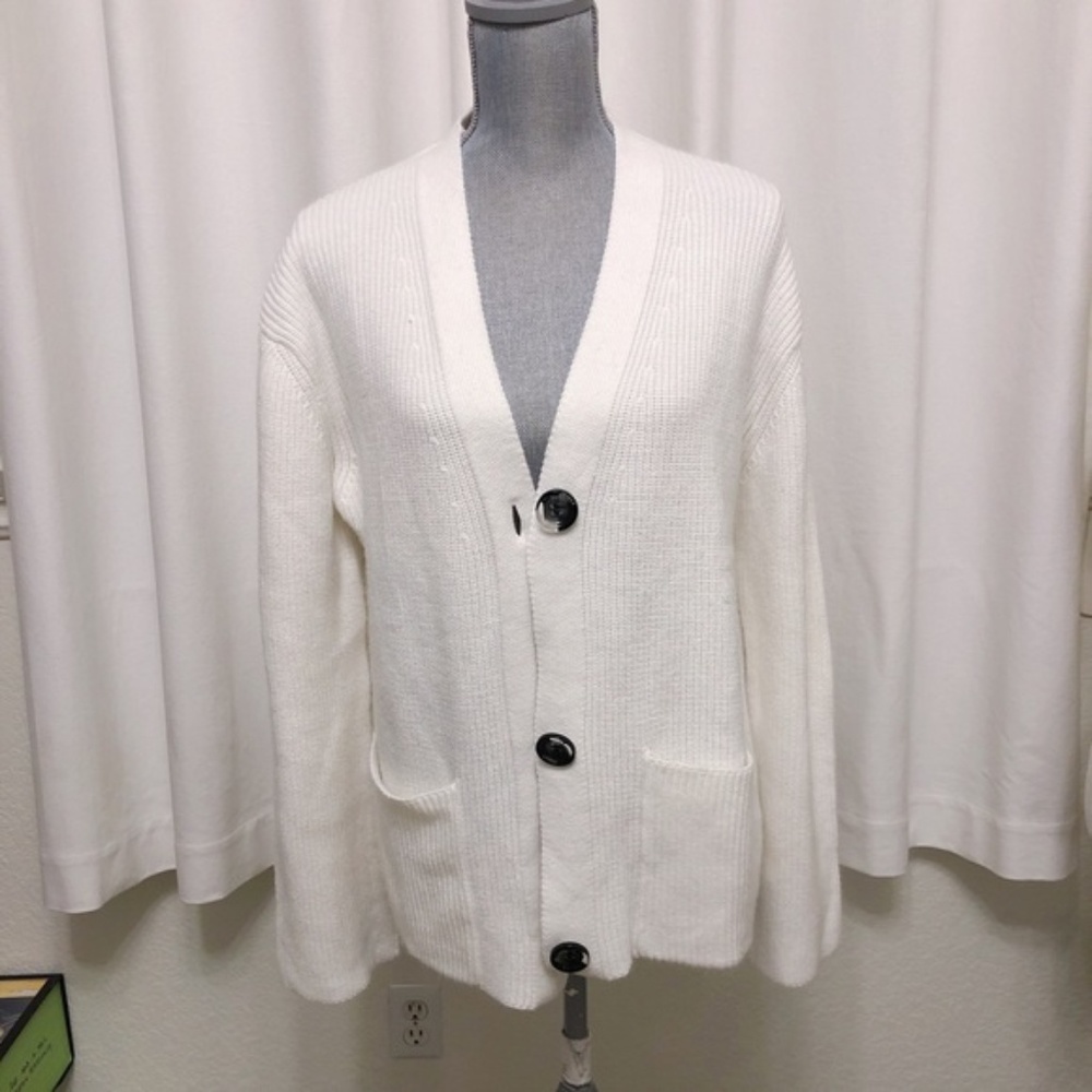 Women's White Cardigan Sweater